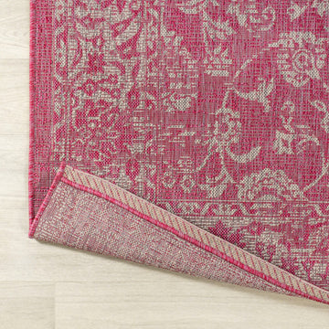 Tela Bohemian Textured Weave Floral Indoor/outdoor Area Rug